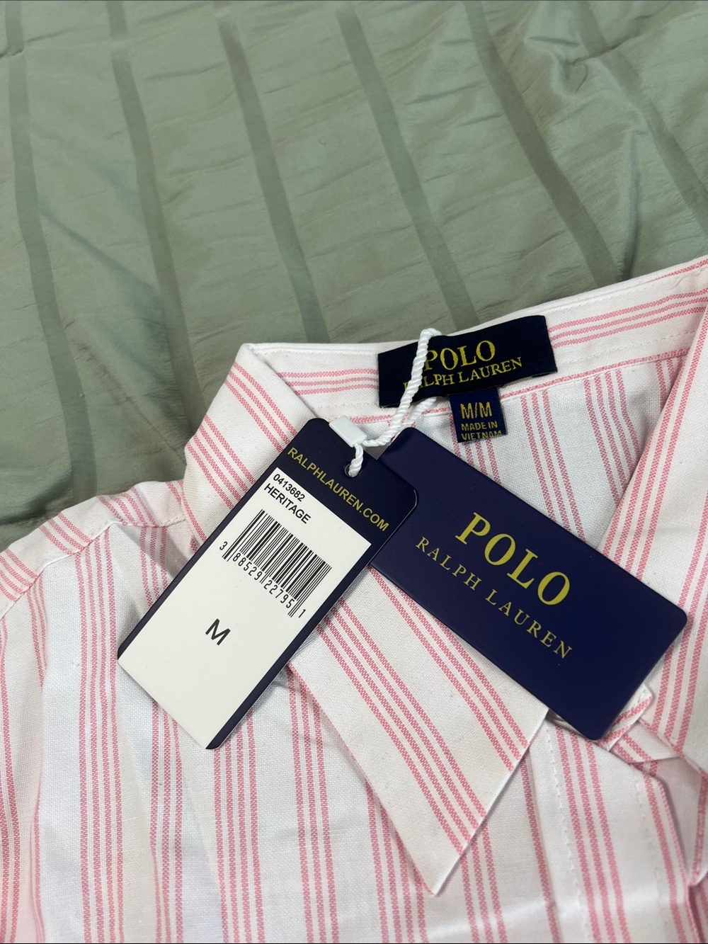Polo by Ralph Lauren Pink & White Striped Button-Down Shirt - Picture 3 of 3